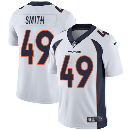 Nike Broncos #49 Dennis Smith White Men's Stitched NFL Vapor Untouchable Limited Jersey