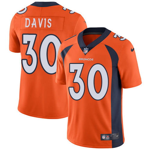 Nike Broncos #30 Terrell Davis Orange Team Color Men's Stitched NFL Vapor Untouchable Limited Jersey