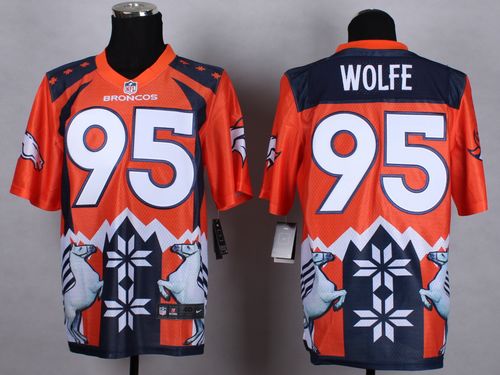 Nike Broncos #95 Derek Wolfe Orange Men's Stitched NFL Elite Noble Fashion Jersey