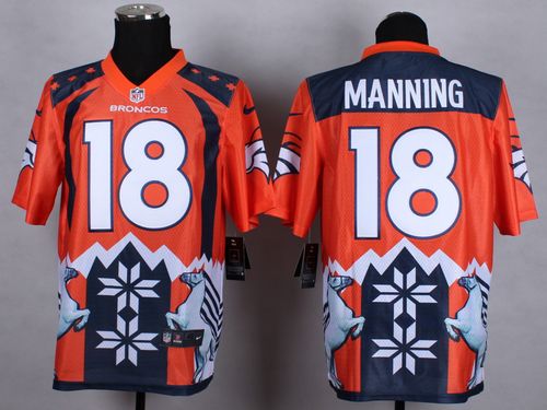 Nike Broncos #18 Peyton Manning Orange Men's Stitched NFL Elite Noble Fashion Jersey
