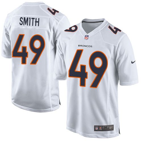 Nike Broncos #49 Dennis Smith White Men's Stitched NFL Game Event Jersey