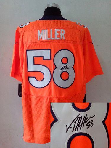 Nike Broncos #58 Von Miller Orange Team Color Men's Stitched NFL Elite Autographed Jersey