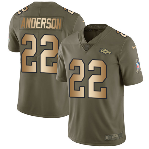 Nike Broncos #22 C.J. Anderson Olive/Gold Men's Stitched NFL Limited 2017 Salute To Service Jersey