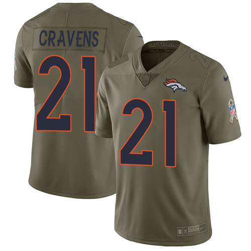Nike Broncos #21 Su'a Cravens Olive Men's Stitched NFL Limited 2017 Salute To Service Jersey