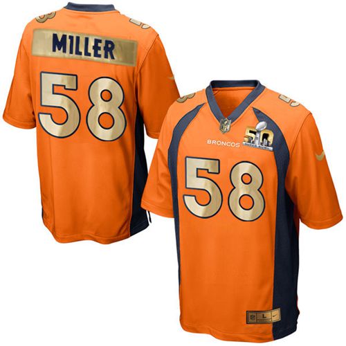 Nike Broncos #58 Von Miller Orange Team Color Men's Stitched NFL Game Super Bowl 50 Collection Jersey