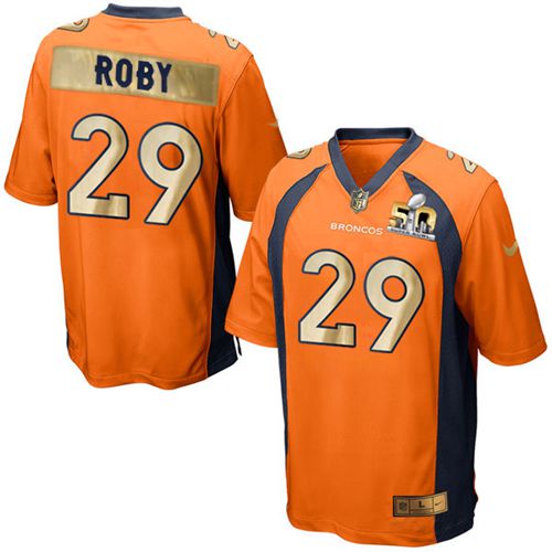 Nike Broncos #29 Bradley Roby Orange Team Color Men's Stitched NFL Game Super Bowl 50 Collection Jersey