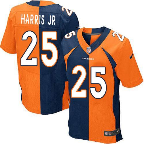 Nike Broncos #25 Chris Harris Jr Orange/Navy Blue Men's Stitched NFL Elite Split Jersey
