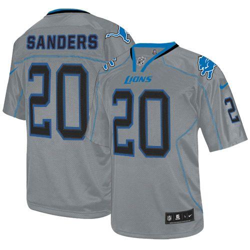 Nike Lions #20 Barry Sanders Lights Out Grey Men's Stitched NFL Elite Jersey