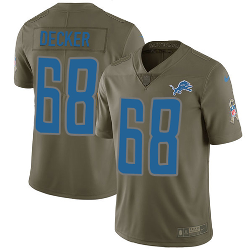 Nike Lions #68 Taylor Decker Olive Men's Stitched NFL Limited 2017 Salute to Service Jersey