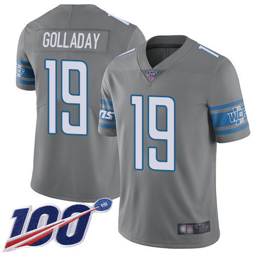 Nike Lions #19 Kenny Golladay Gray Men's Stitched NFL Limited Rush 100th Season Jersey