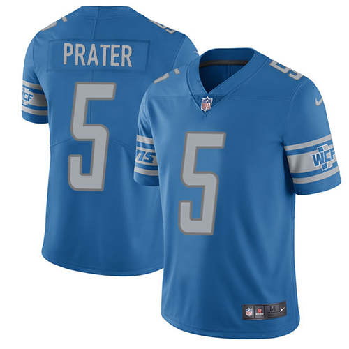 Nike Lions #5 Matt Prater Blue Team Color Men's Stitched NFL Vapor Untouchable Limited Jersey