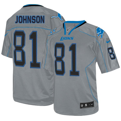 Nike Lions #81 Calvin Johnson Lights Out Grey Men's Stitched NFL Elite Jersey