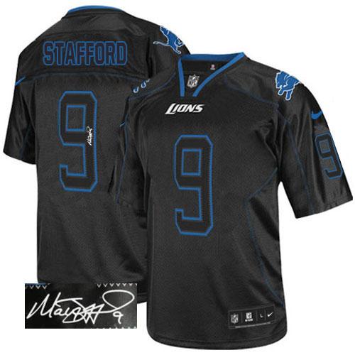 Nike Lions #9 Matthew Stafford Lights Out Black Men's Stitched NFL Elite Autographed Jersey