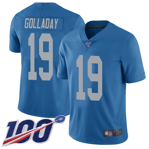 Nike Lions #19 Kenny Golladay Blue Throwback Men's Stitched NFL 100th Season Vapor Limited Jersey