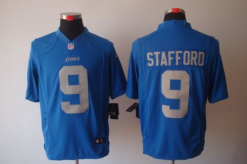 Nike Lions #9 Matthew Stafford Blue Alternate Throwback Men's Stitched NFL Limited Jersey