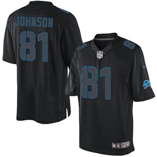 Nike Lions #81 Calvin Johnson Black Men's Stitched NFL Impact Limited Jersey