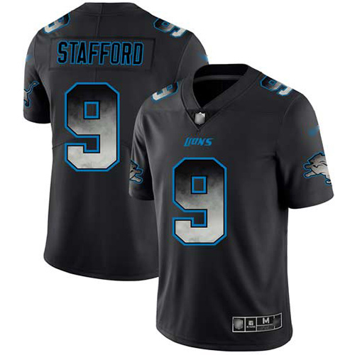 Nike Lions #9 Matthew Stafford Black Men's Stitched NFL Vapor Untouchable Limited Smoke Fashion Jersey