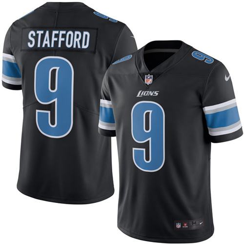 Nike Lions #9 Matthew Stafford Black Men's Stitched NFL Limited Rush Jersey