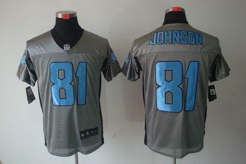 Nike Lions #81 Calvin Johnson Grey Shadow Men's Stitched NFL Elite Jersey