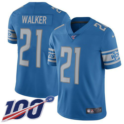 Nike Lions #21 Tracy Walker Blue Team Color Men's Stitched NFL 100th Season Vapor Untouchable Limited Jersey