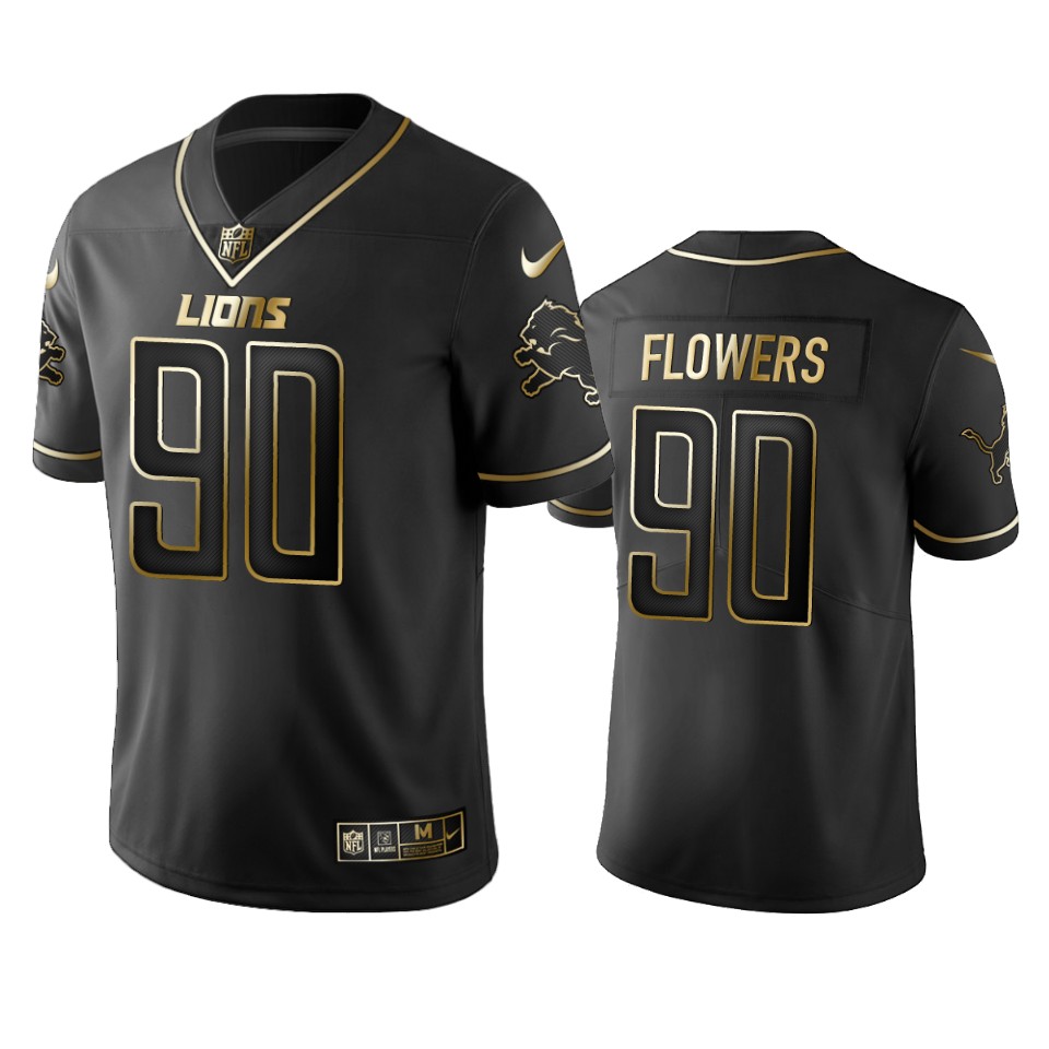 Lions #90 Trey Flowers Men's Stitched NFL Vapor Untouchable Limited Black Golden Jersey