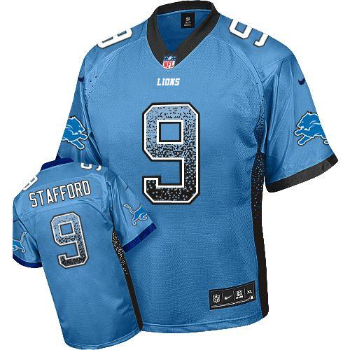 Nike Lions #9 Matthew Stafford Blue Team Color Men's Stitched NFL Elite Drift Fashion Jersey
