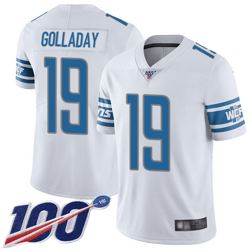 Nike Lions #19 Kenny Golladay White Men's Stitched NFL 100th Season Vapor Limited Jersey