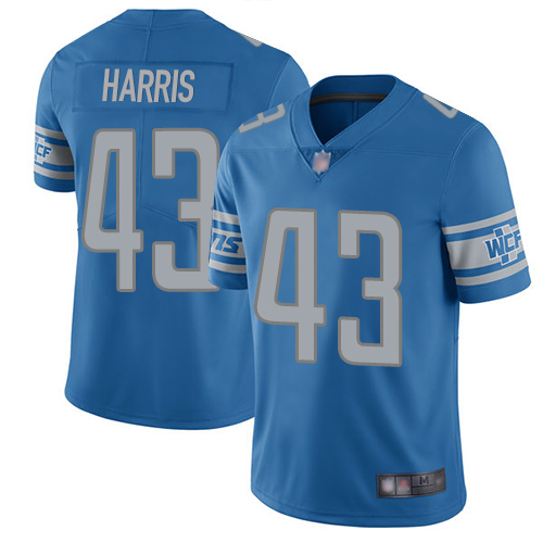 Nike Lions #43 Will Harris Blue Team Color Men's Stitched NFL Vapor Untouchable Limited Jersey