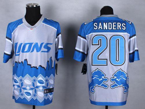 Nike Lions #20 Barry Sanders Blue Men's Stitched NFL Elite Noble Fashion Jersey