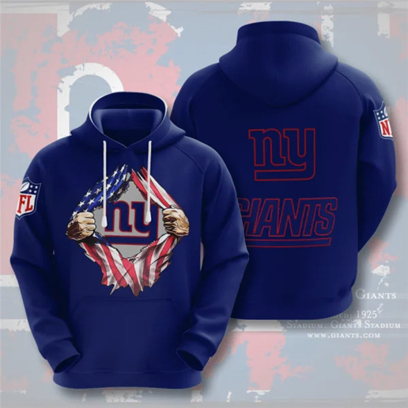 Men's New York Giants Blue 3D Trending T-Shirt Hoodie
