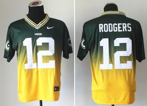 Nike Packers #12 Aaron Rodgers Green/Gold Men's Stitched NFL Elite Fadeaway Fashion Jersey