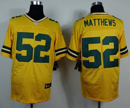 Nike Packers #52 Clay Matthews Yellow Alternate Men's Stitched NFL Elite Jersey