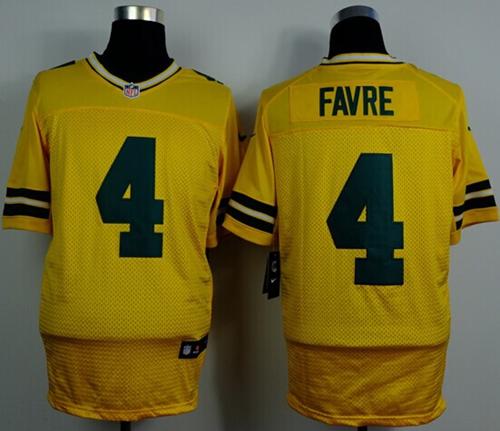 Nike Packers #4 Brett Favre Yellow Alternate Men's Stitched NFL Elite Jersey