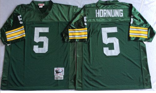 Mitchell And Ness 1966 Packers #5 Paul Hornung Green Throwback Stitched NFL Jersey