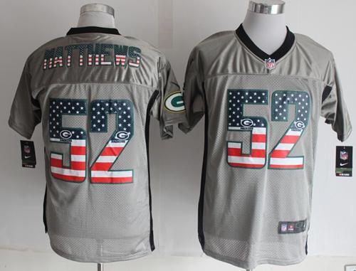Nike Packers #52 Clay Matthews Grey Men's Stitched NFL Elite USA Flag Fashion Jersey