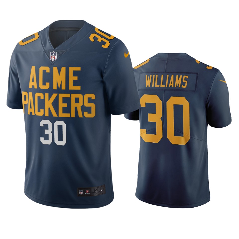 Green Bay Packers #30 Jamaal Williams Navy Vapor Limited City Edition NFL Jersey