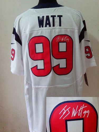 Nike Texans #99 J.J. Watt White Men's Stitched NFL Elite Autographed Jersey