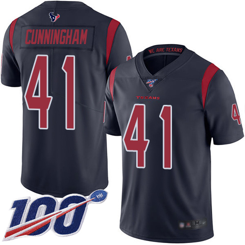 Nike Texans #41 Zach Cunningham Navy Blue Men's Stitched NFL Limited Rush 100th Season Jersey