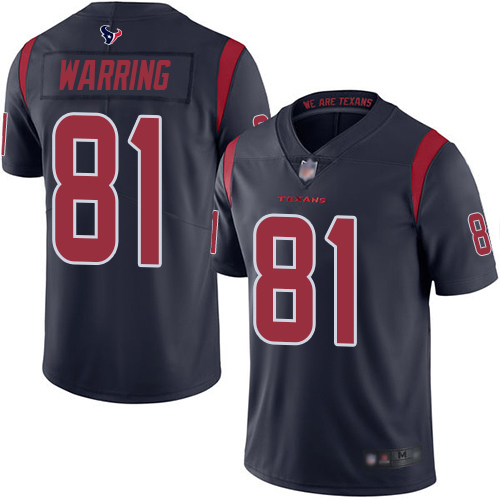 Nike Texans #81 Kahale Warring Navy Blue Men's Stitched NFL Limited Rush Jersey