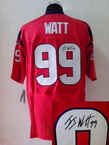 Nike Texans #99 J.J. Watt Red Alternate Men's Stitched NFL Elite Autographed Jersey
