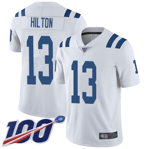 Nike Colts #13 T.Y. Hilton White Men's Stitched NFL 100th Season Vapor Limited Jersey