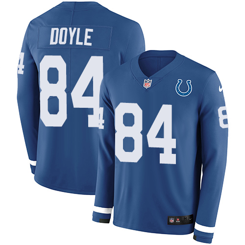 Nike Colts #84 Jack Doyle Royal Blue Team Color Men's Stitched NFL Limited Therma Long Sleeve Jersey
