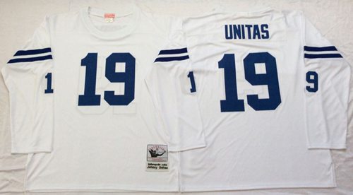 Mitchell And Ness Colts #19 Johnny Unitas White Throwback Stitched NFL Jersey