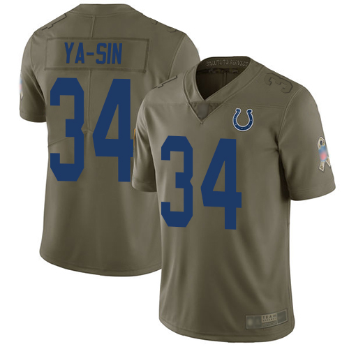Nike Colts #34 Rock Ya-Sin Olive Men's Stitched NFL Limited 2017 Salute To Service Jersey