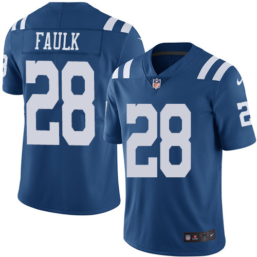 Nike Colts #28 Marshall Faulk Royal Blue Men's Stitched NFL Limited Rush Jersey