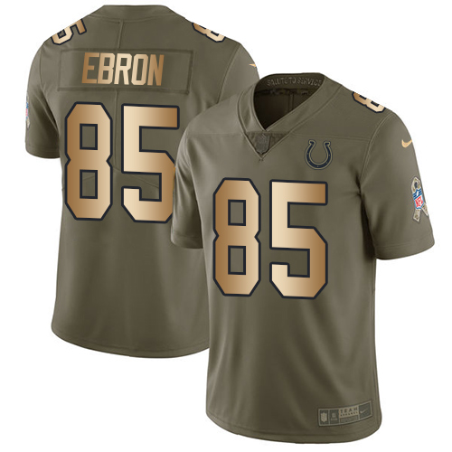Nike Colts #85 Eric Ebron Olive/Gold Men's Stitched NFL Limited 2017 Salute To Service Jersey