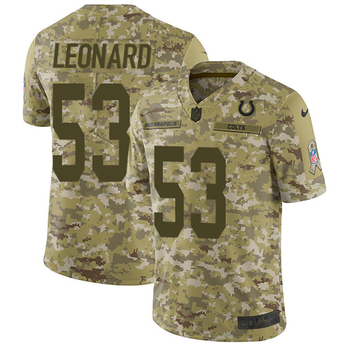 Nike Colts #53 Darius Leonard Camo Men's Stitched NFL Limited 2018 Salute To Service Jersey