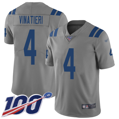 Nike Colts #4 Adam Vinatieri Gray Men's Stitched NFL Limited Inverted Legend 100th Season Jersey