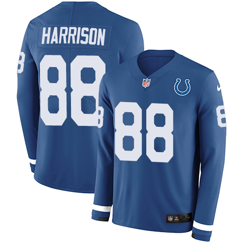 Nike Colts #88 Marvin Harrison Royal Blue Team Color Men's Stitched NFL Limited Therma Long Sleeve Jersey