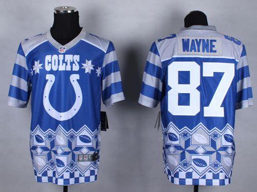 Nike Colts #87 Reggie Wayne Royal Blue Men's Stitched NFL Elite Noble Fashion Jersey